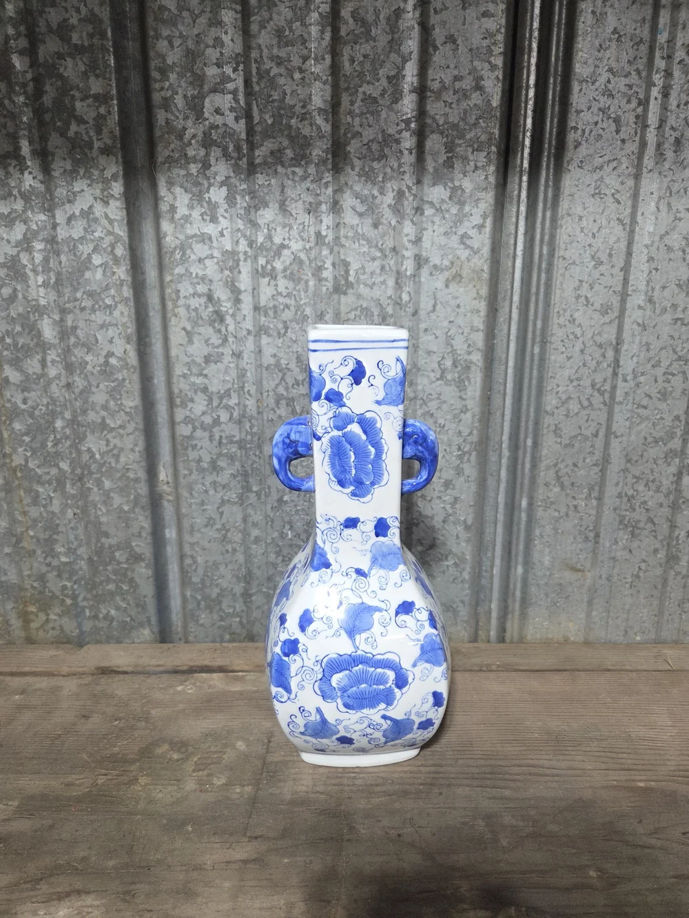 Blue and White Floral Porcelain Vase